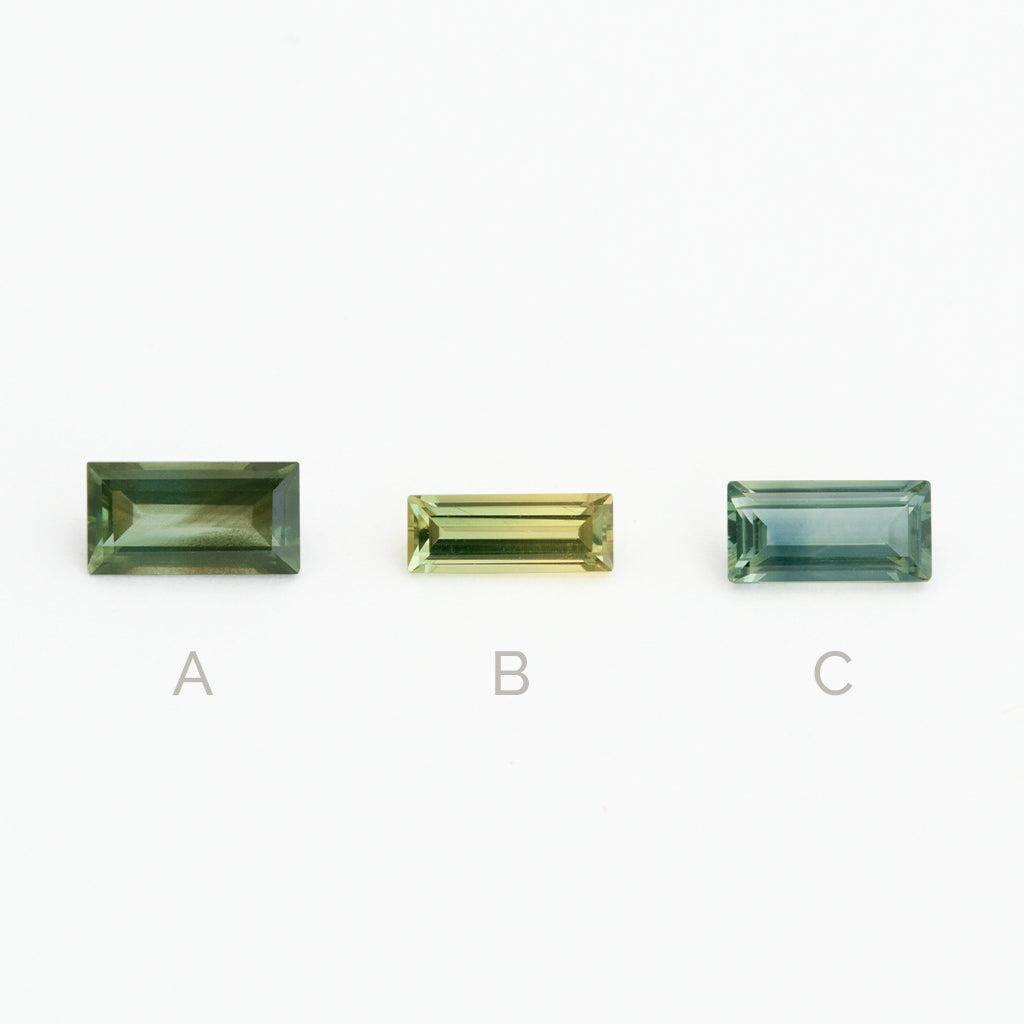 < 1ct One-of-a-Kind Nigerian Sapphire Baguettes