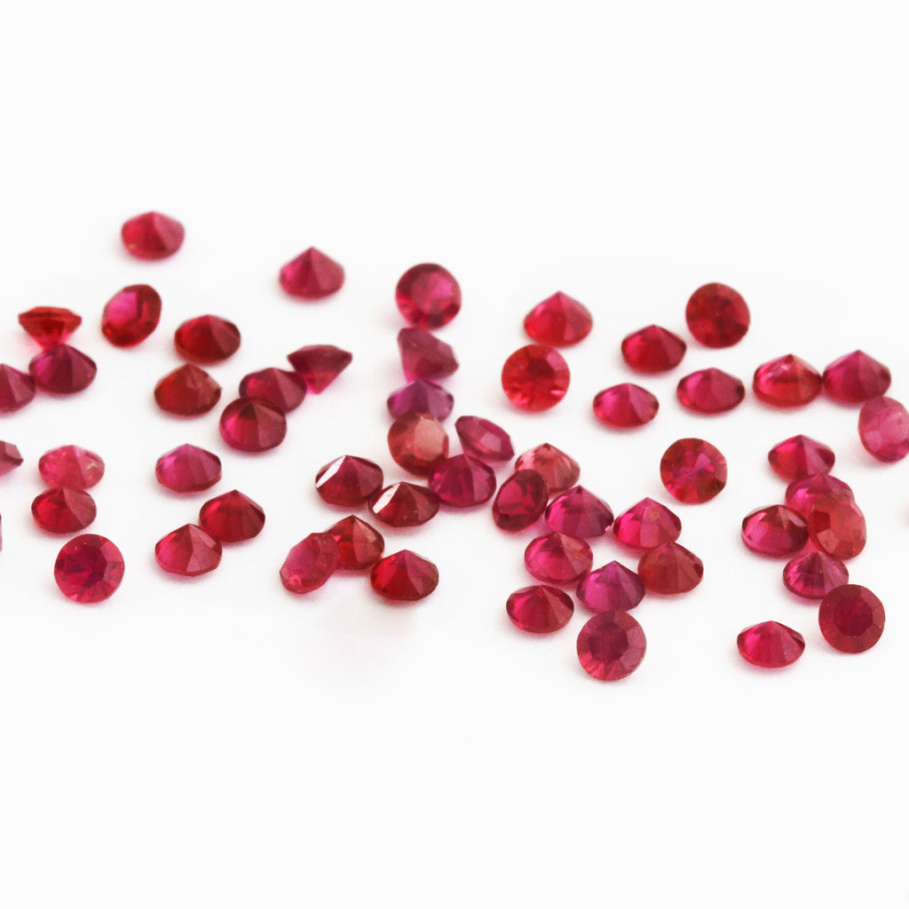 MAN MADE RUBY 2 MM ROUND CUT 8 PIECE SET AAA MAN MADE RUBY 2 MM ROUND CUT 8 PIECE SET AAA