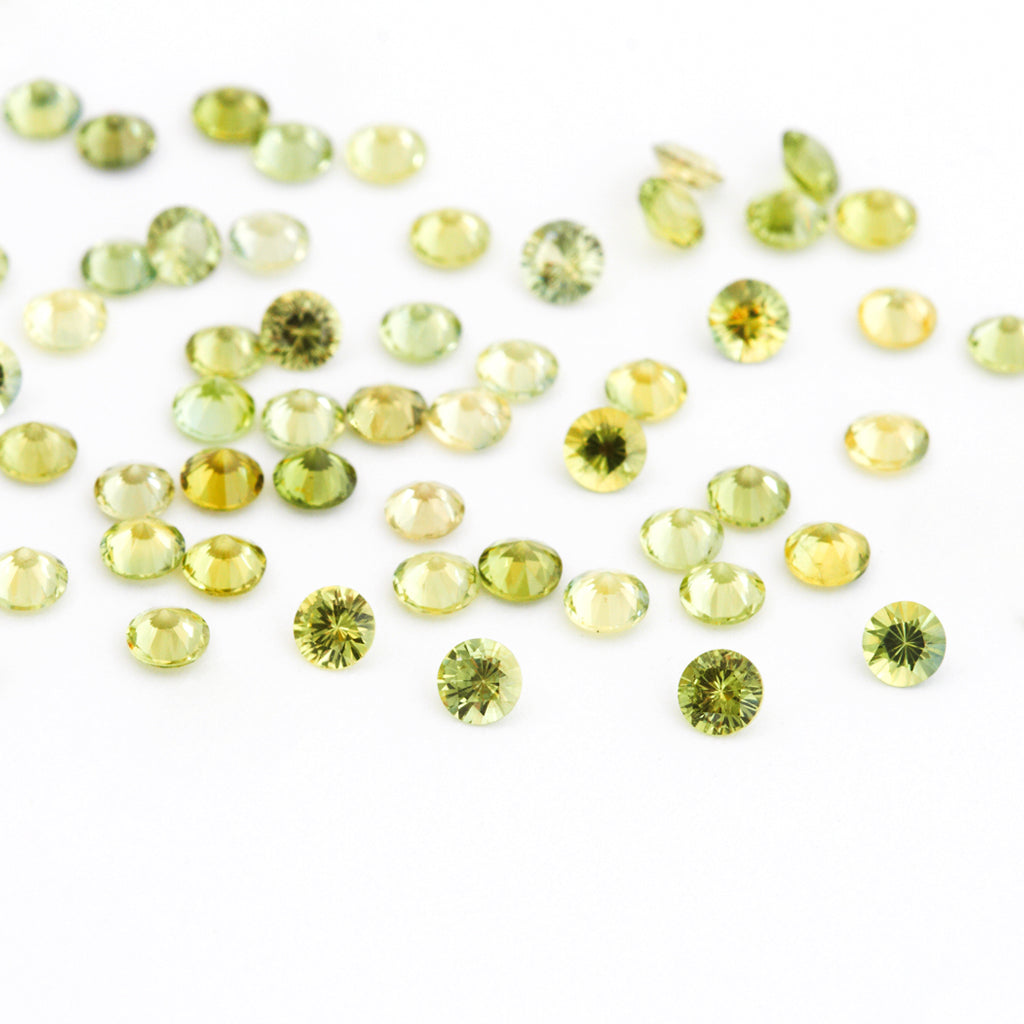 1.3 to 3.75mm Dark Lime Green Australian Sapphire Rounds
