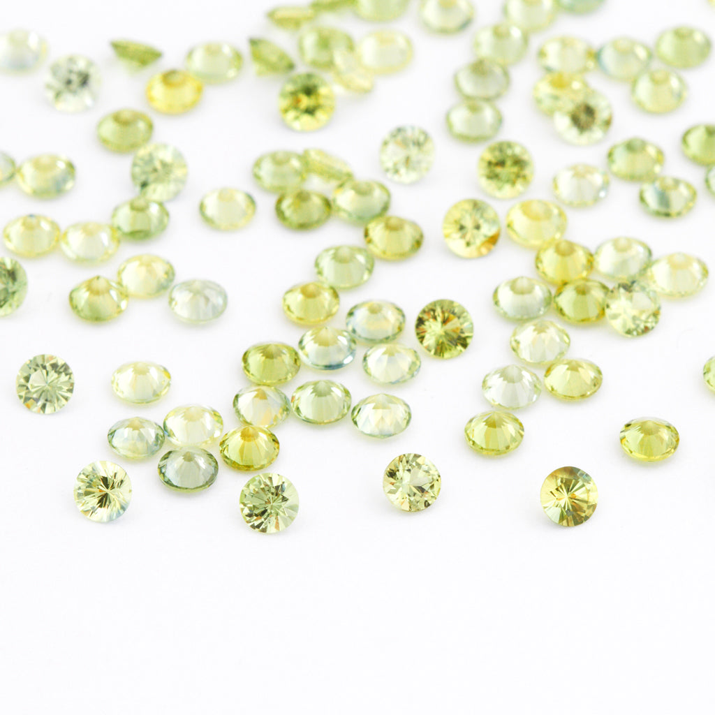 1.3 to 3.75mm Medium Lime Green Australian Sapphire Rounds