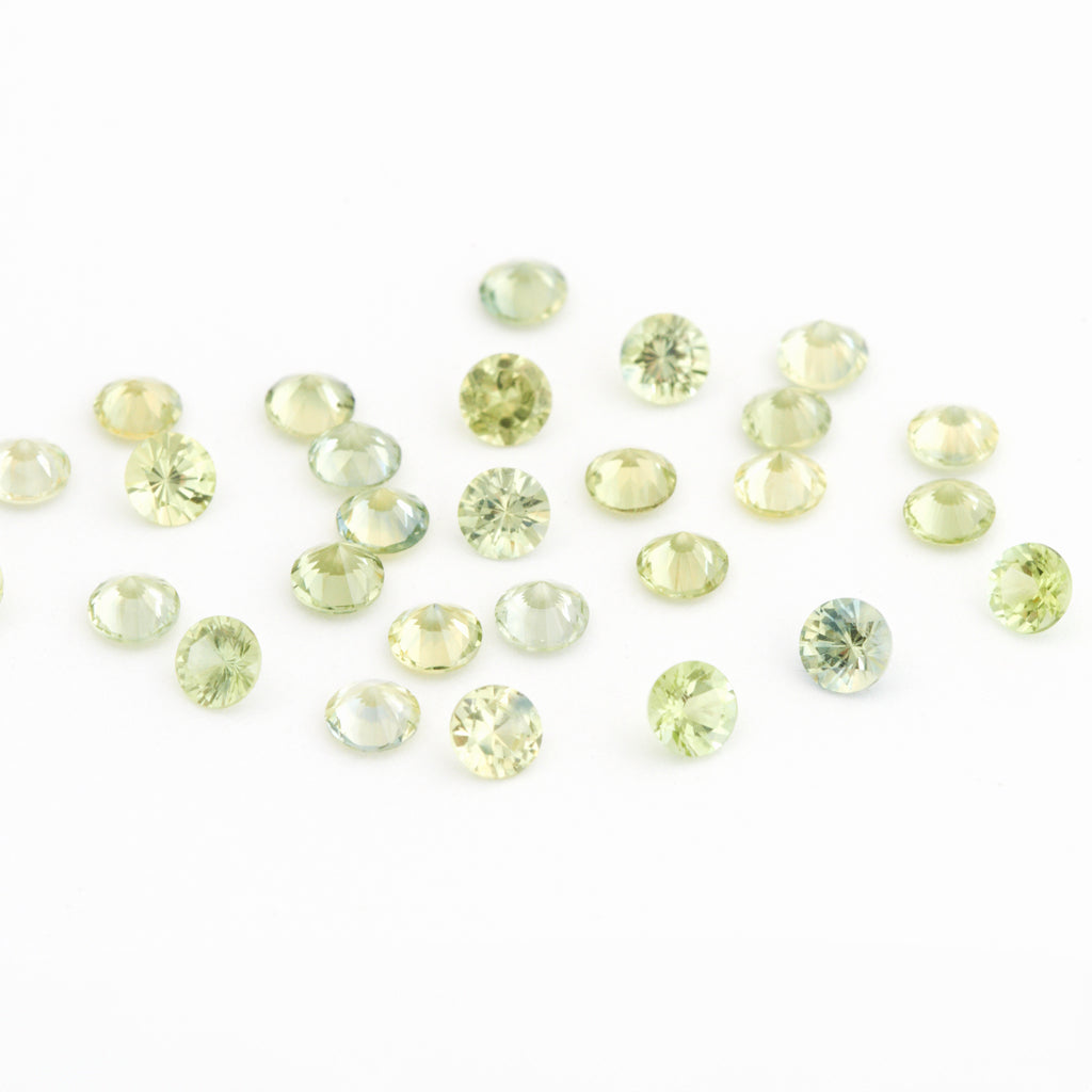 1.3 to 3.75mm Light Lime Green Australian Sapphire Rounds