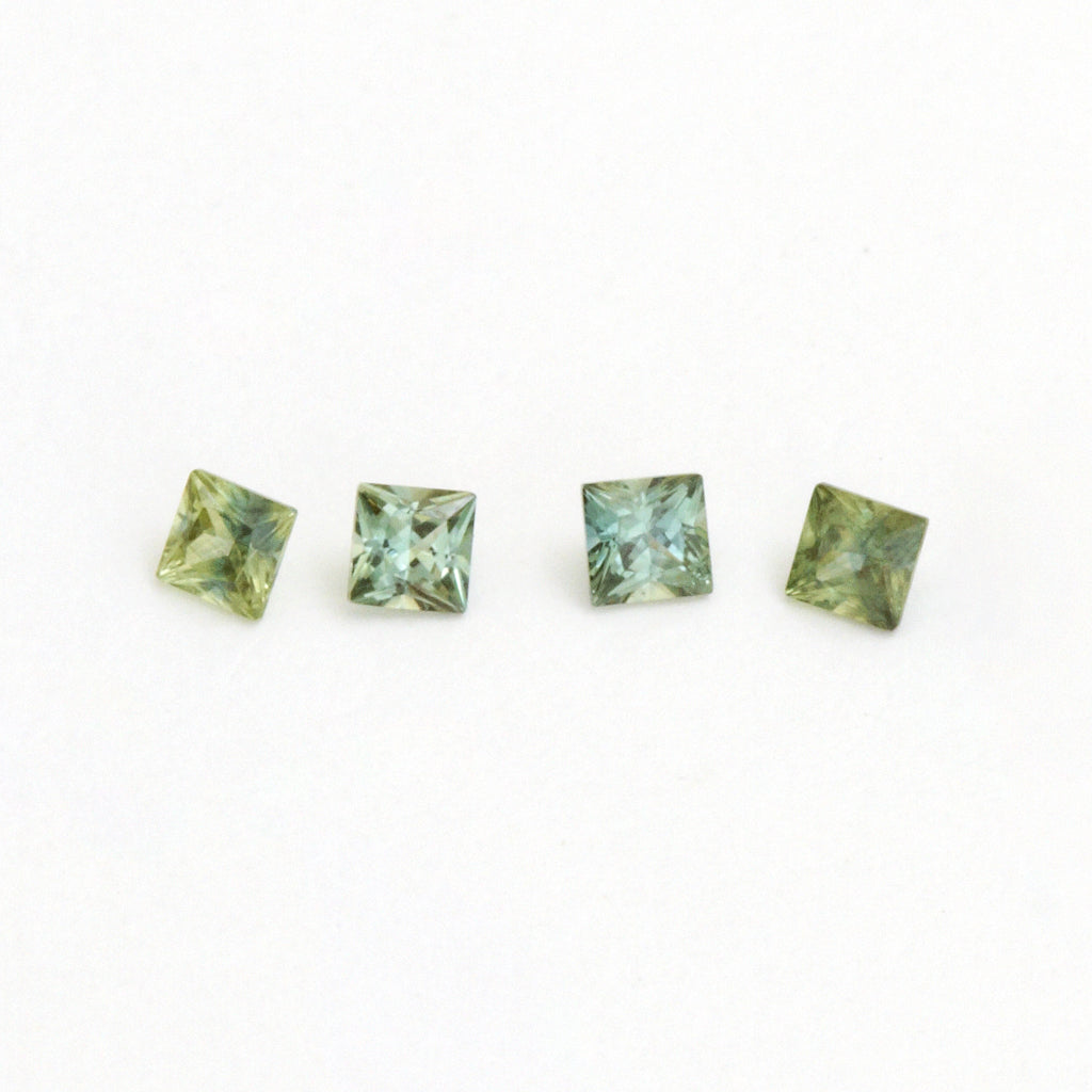 1.75 to 3.5mm Medium Green Australian Sapphire Princess Cuts
