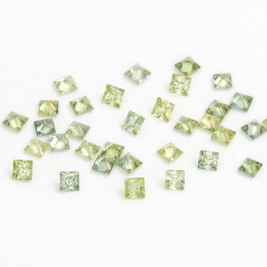 1.75 to 3.5mm Light Green Australian Sapphire Princess Cuts
