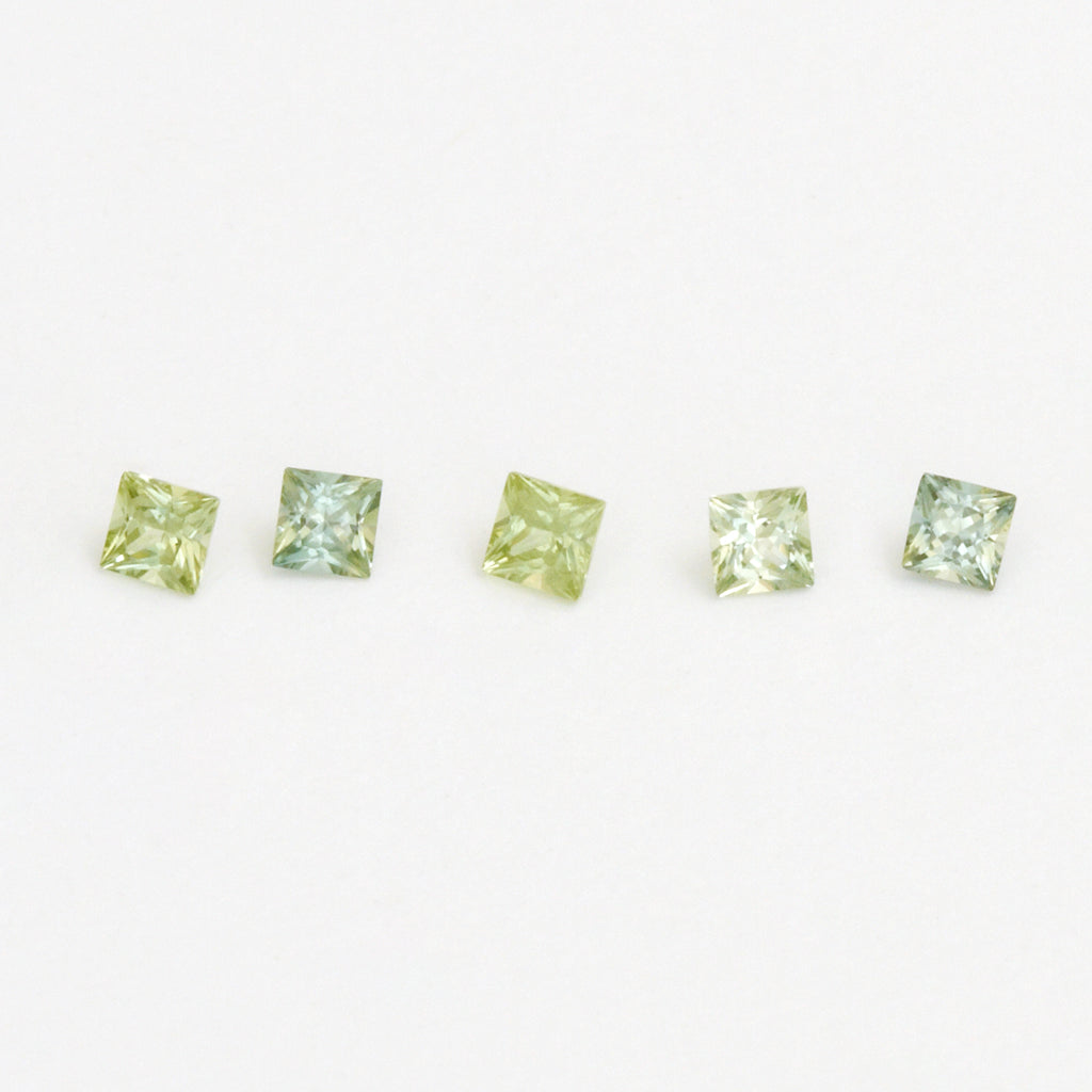1.75 to 3.5mm Light Green Australian Sapphire Princess Cuts