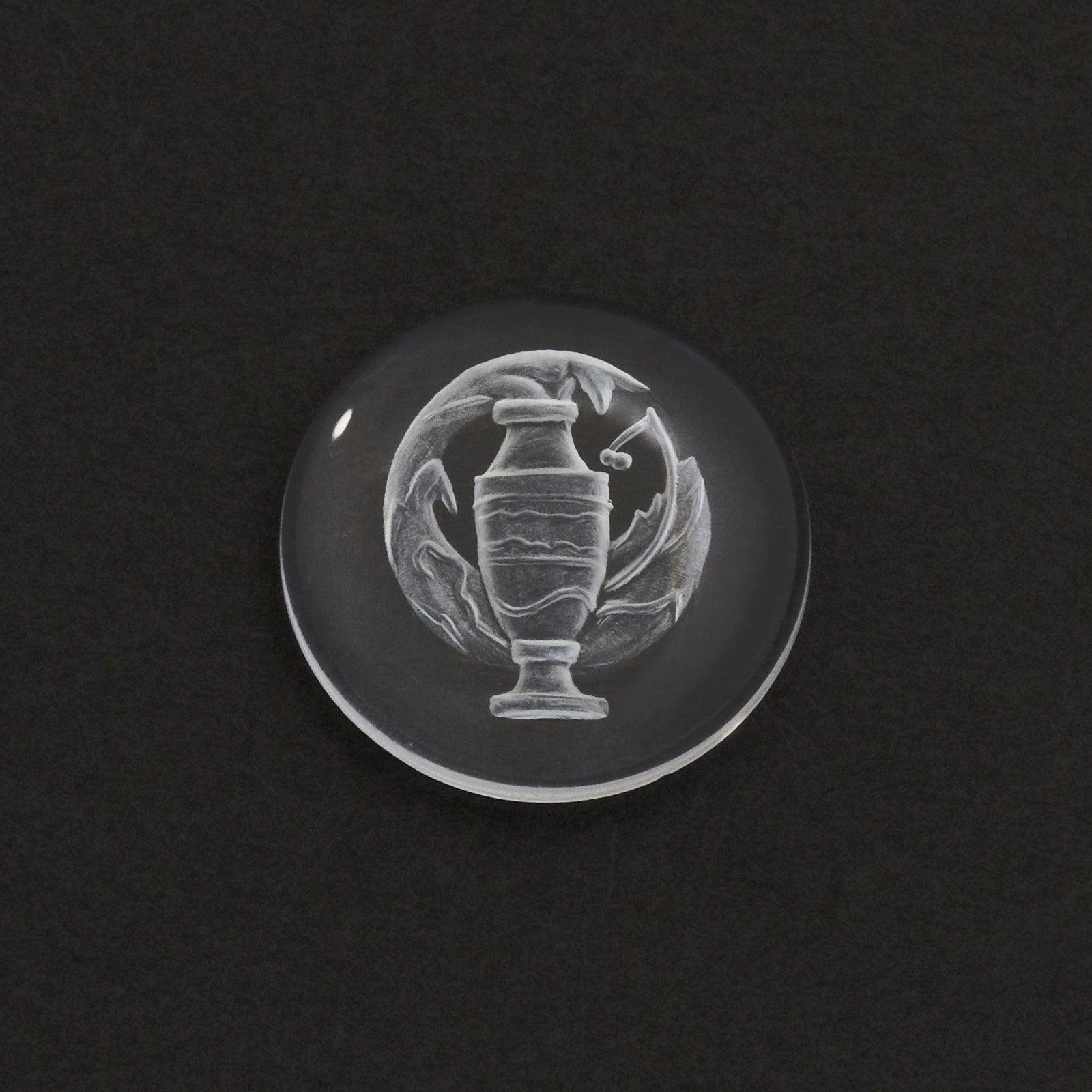 16mm Clear Quartz Round Aquarius Intaglio Carvings