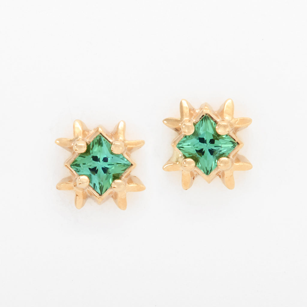 Customizable 3mm Princess Cut ColorKissed™ Stud Earrings No. 19230