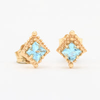 Customizable 3mm Princess Cut ColorKissed™ Stud Earrings No. 19240