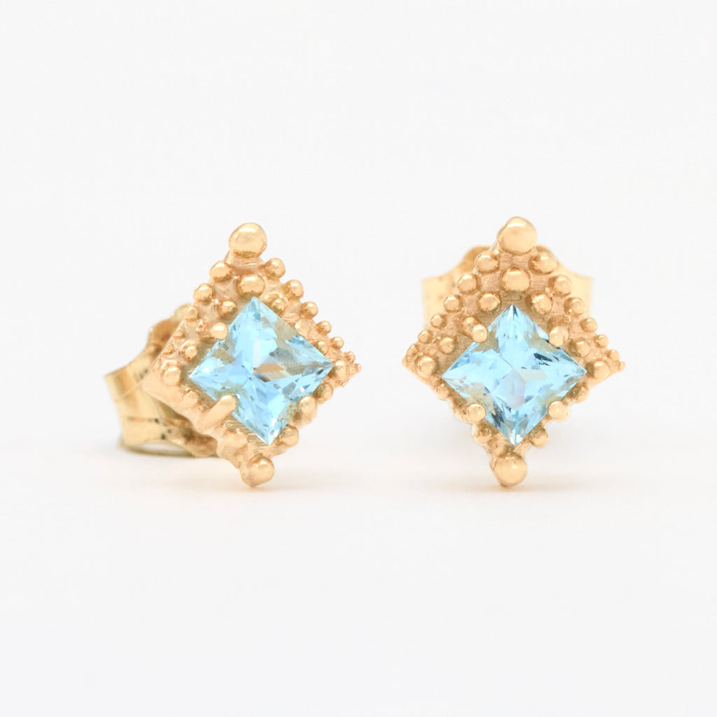 Customizable 3mm Princess Cut ColorKissed™ Stud Earrings No. 19240