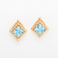 Customizable 3mm Princess Cut ColorKissed™ Stud Earrings No. 19240
