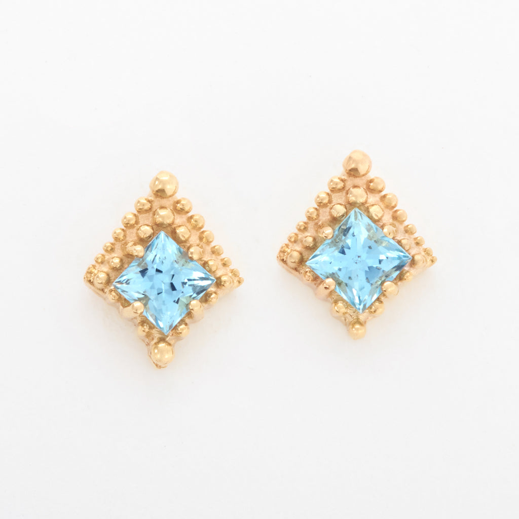 Customizable 3mm Princess Cut ColorKissed™ Stud Earrings No. 19240