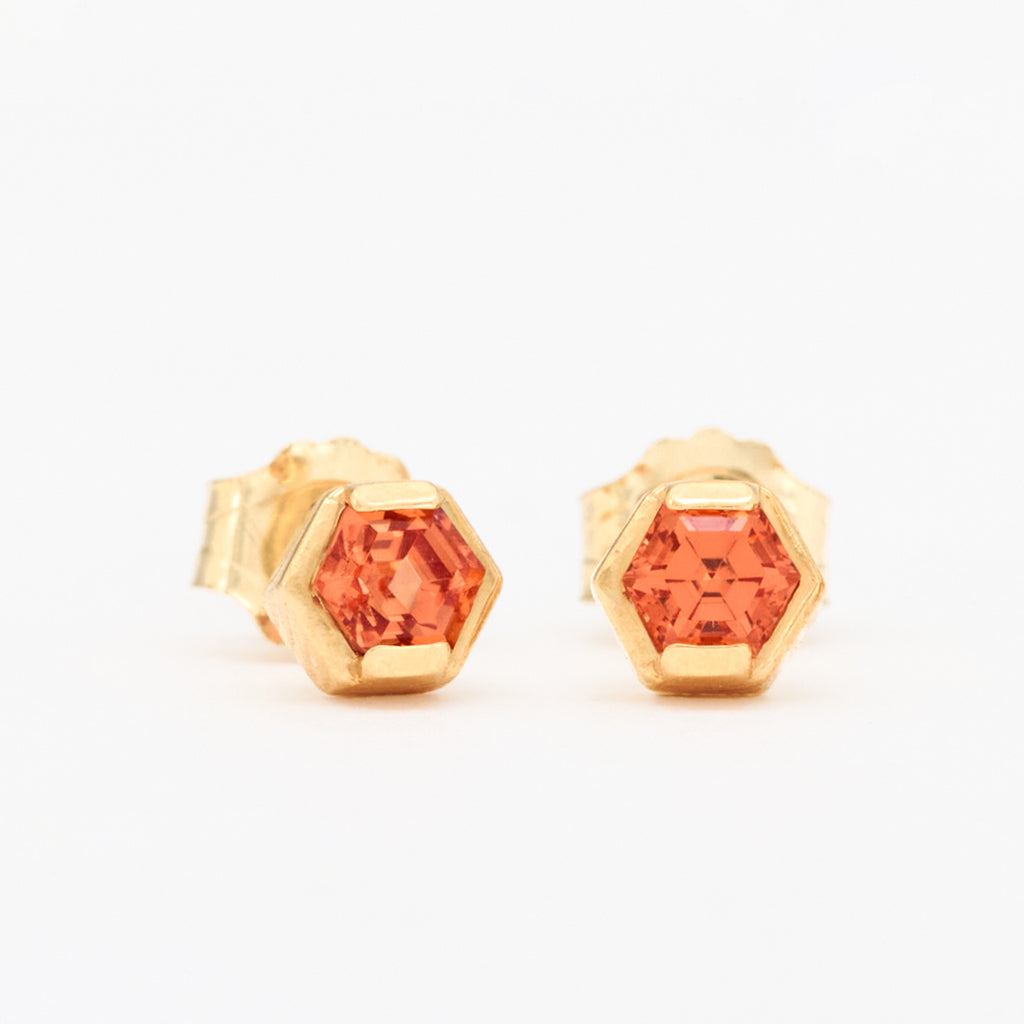 Customizable 3mm Hexagon ColorKissed™ Stud Earrings No. 19250