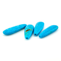 30x9x4mm Arizona Stabilized Turquoise Flat Teardrop Beads