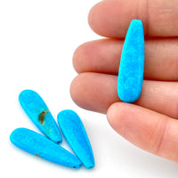 30x9x4mm Arizona Stabilized Turquoise Flat Teardrop Beads