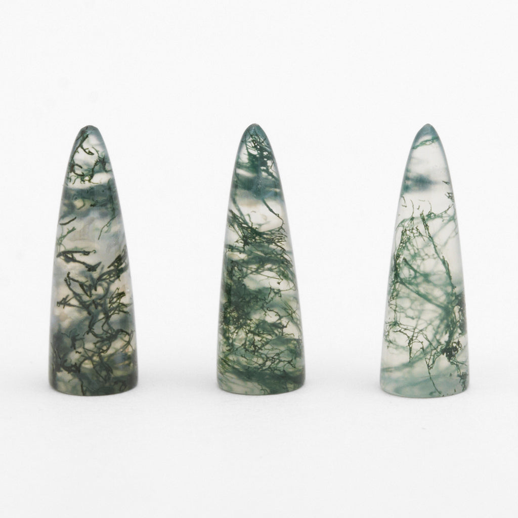 9x3 to 12x4mm Moss Agate Bullet Cabs