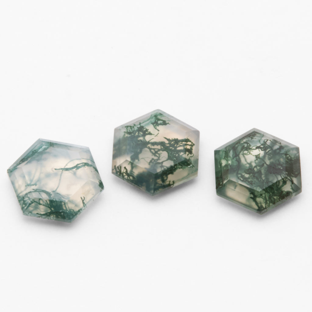 8 to 10mm Moss Agate Hex Tablets™
