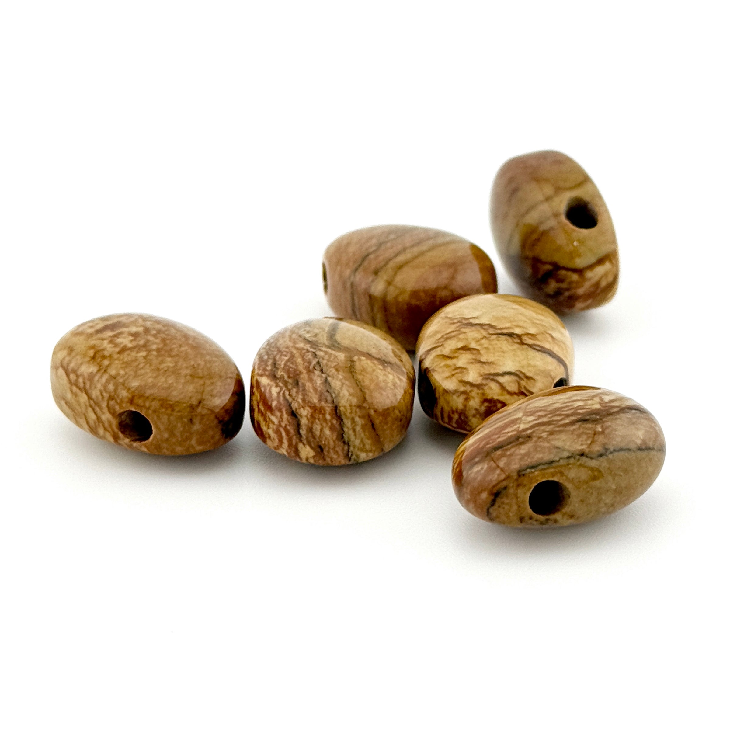 20x15mm Oregon Golden Desert Jasper Smooth Drop Beads
