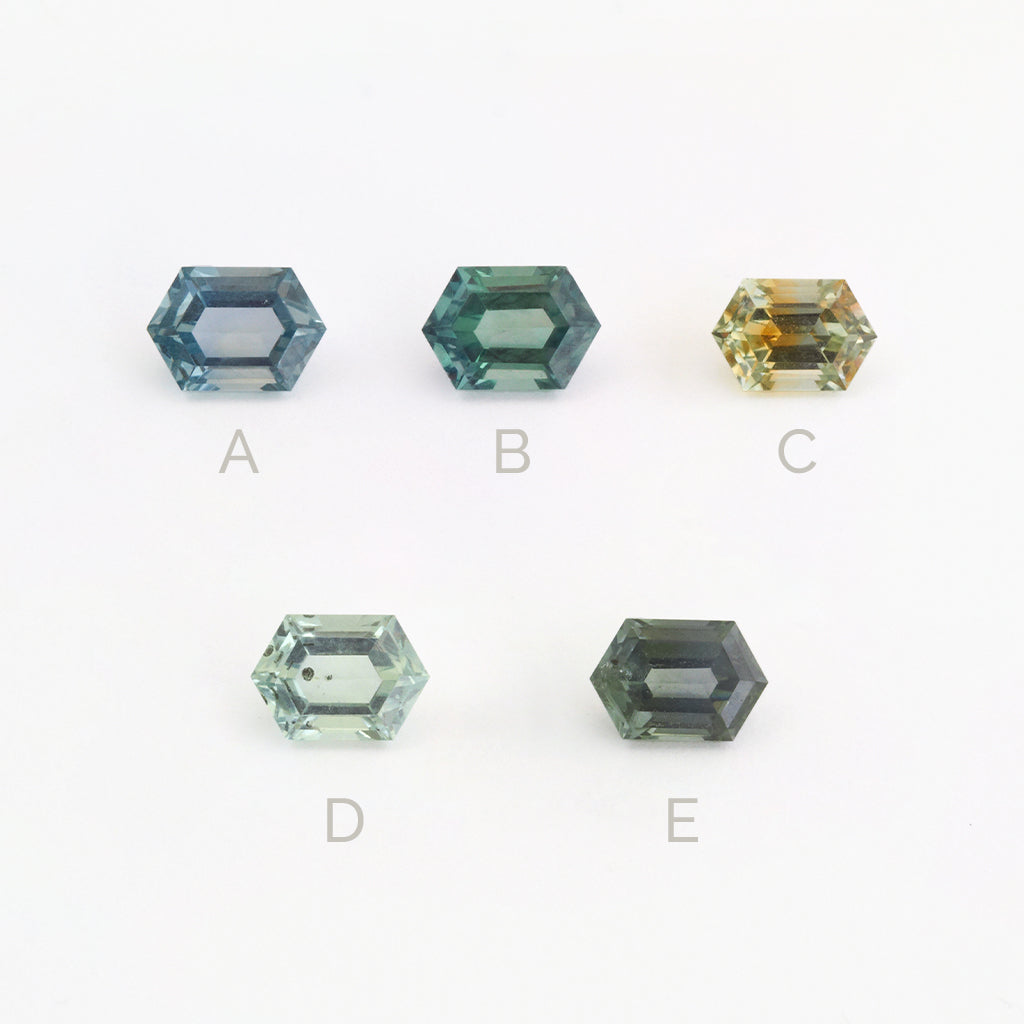 < 1ct One-of-a-Kind Montana Sapphire Hexagons