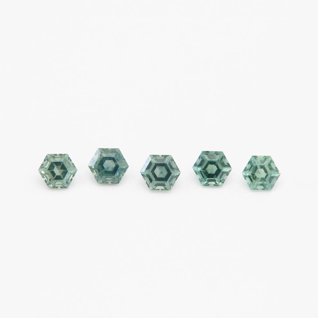 3 to 3.5mm Dark Green Montana Sapphire Hexagons