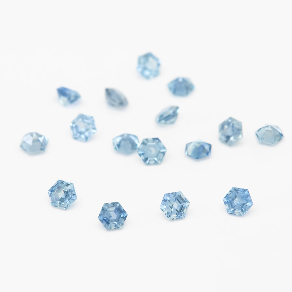 3 to 3.5mm Medium Blue Montana Sapphire Hexagons