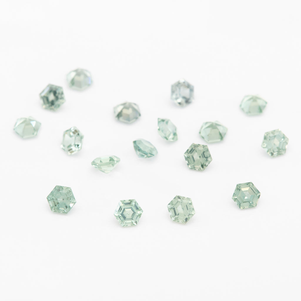 3 to 3.5mm Medium Green Montana Sapphire Hexagons