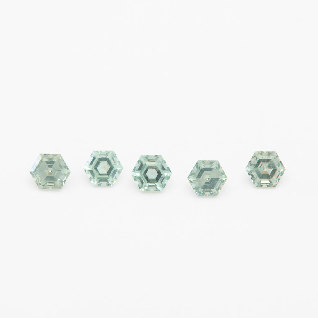 3 to 3.5mm Medium Green Montana Sapphire Hexagons
