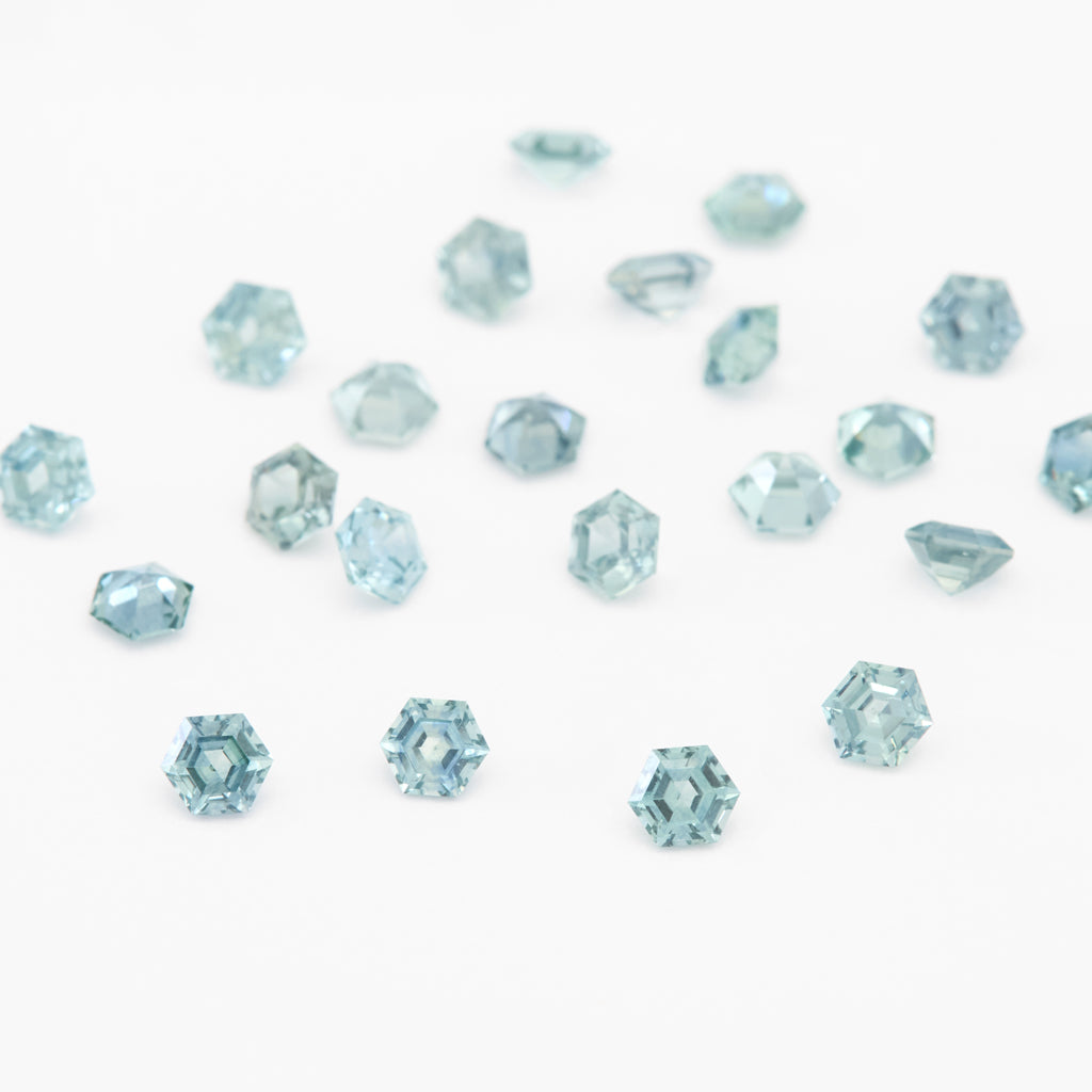 3 to 3.5mm Medium Teal Montana Sapphire Hexagons