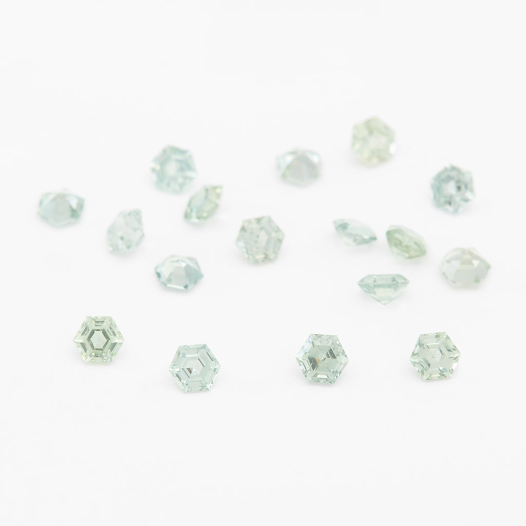 3 to 3.5mm Light Green Montana Sapphire Hexagons