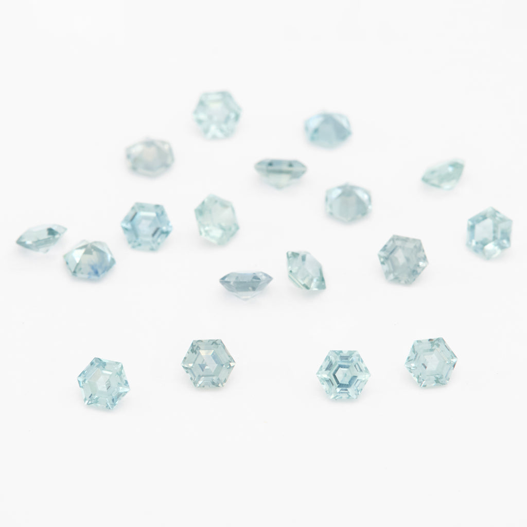 3 to 3.5mm Light Teal Montana Sapphire Hexagons