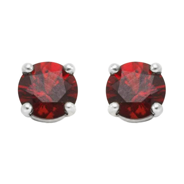 3mm, 4mm or 5mm Round Raja Garnet® Stud Earrings in Sterling Silver