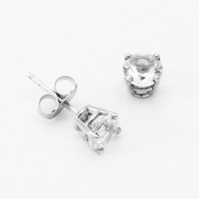 3mm, 4mm or 5mm Round White Quartz Stud Earrings in Sterling Silver