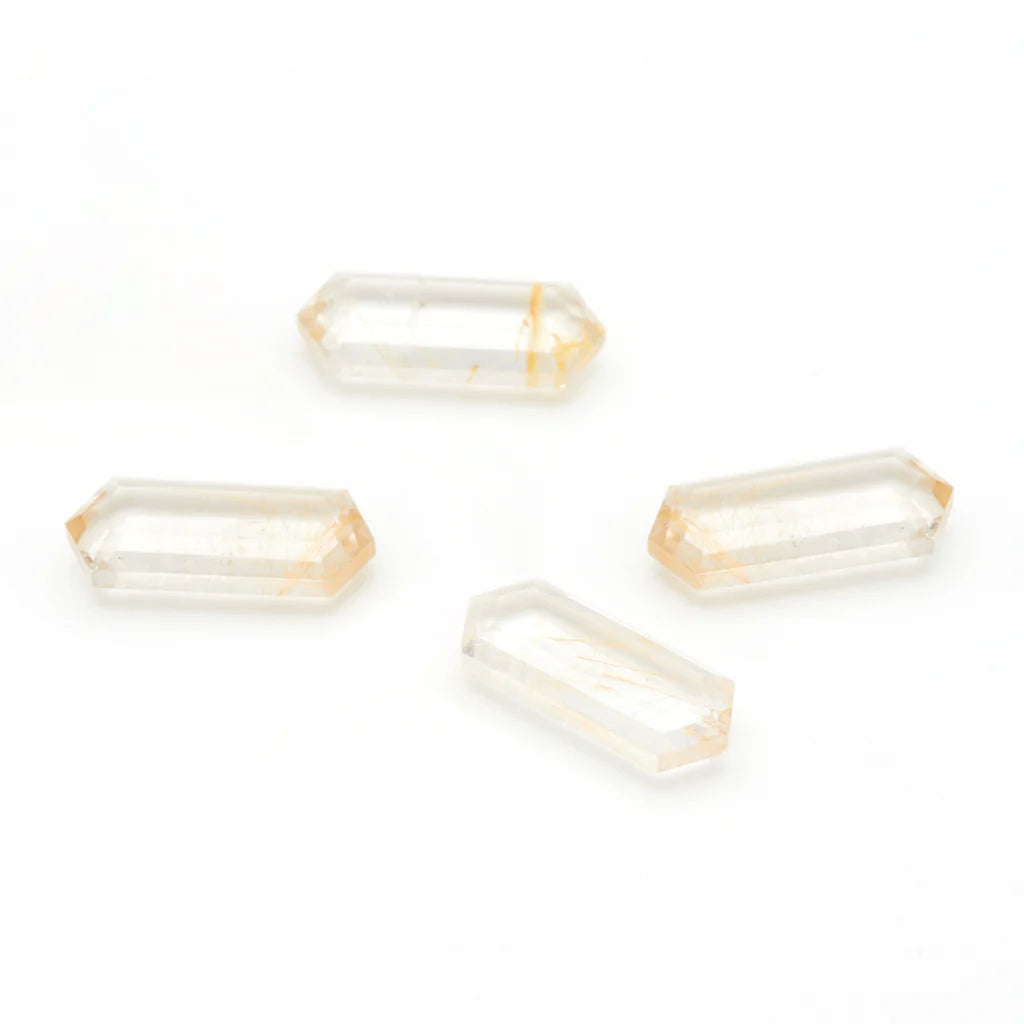 12x5mm Rutilated Quartz Elongated Hex Tablets™ - Light Rutile