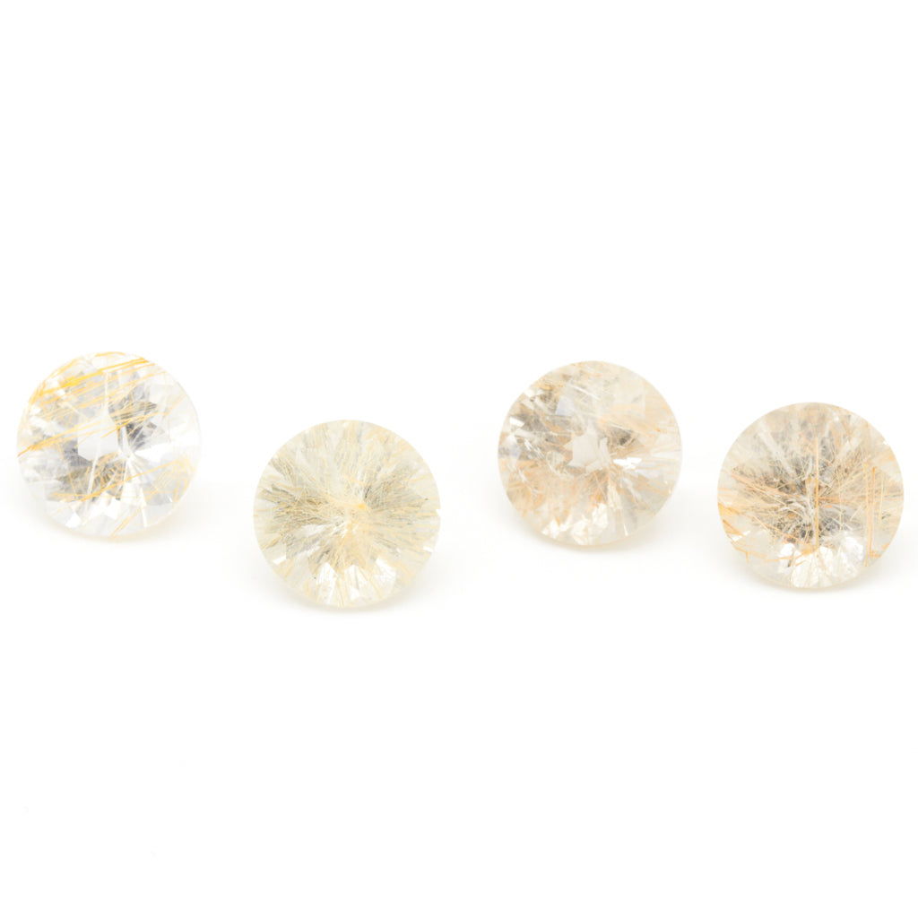 10mm Rutilated Quartz Concave Rounds - Light Rutile