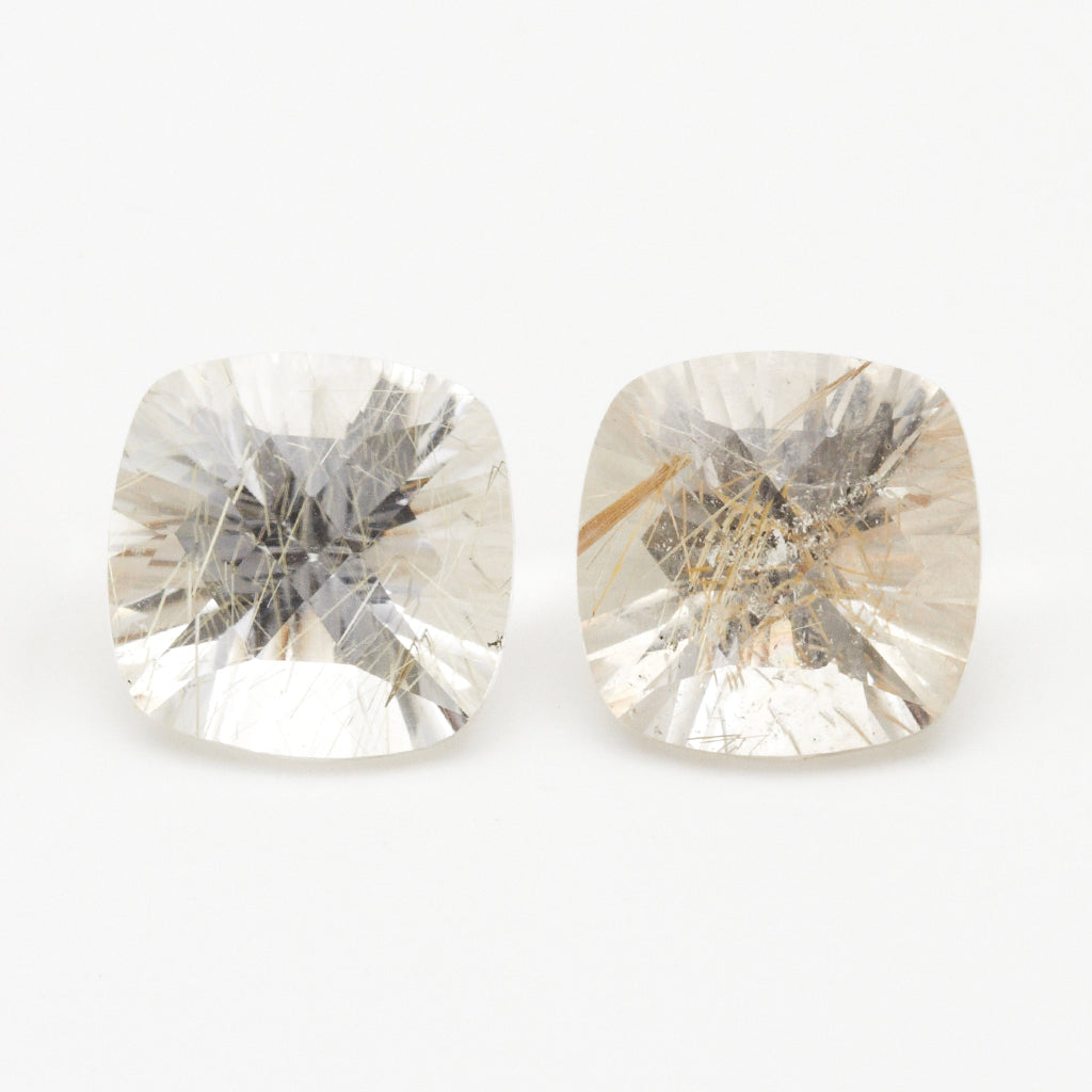 10mm Rutilated Quartz Concave Cushions - Light Rutile