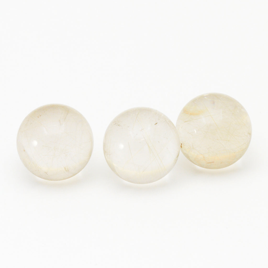 12mm Rutilated Quarts Sphere Cabs - Light Rutile