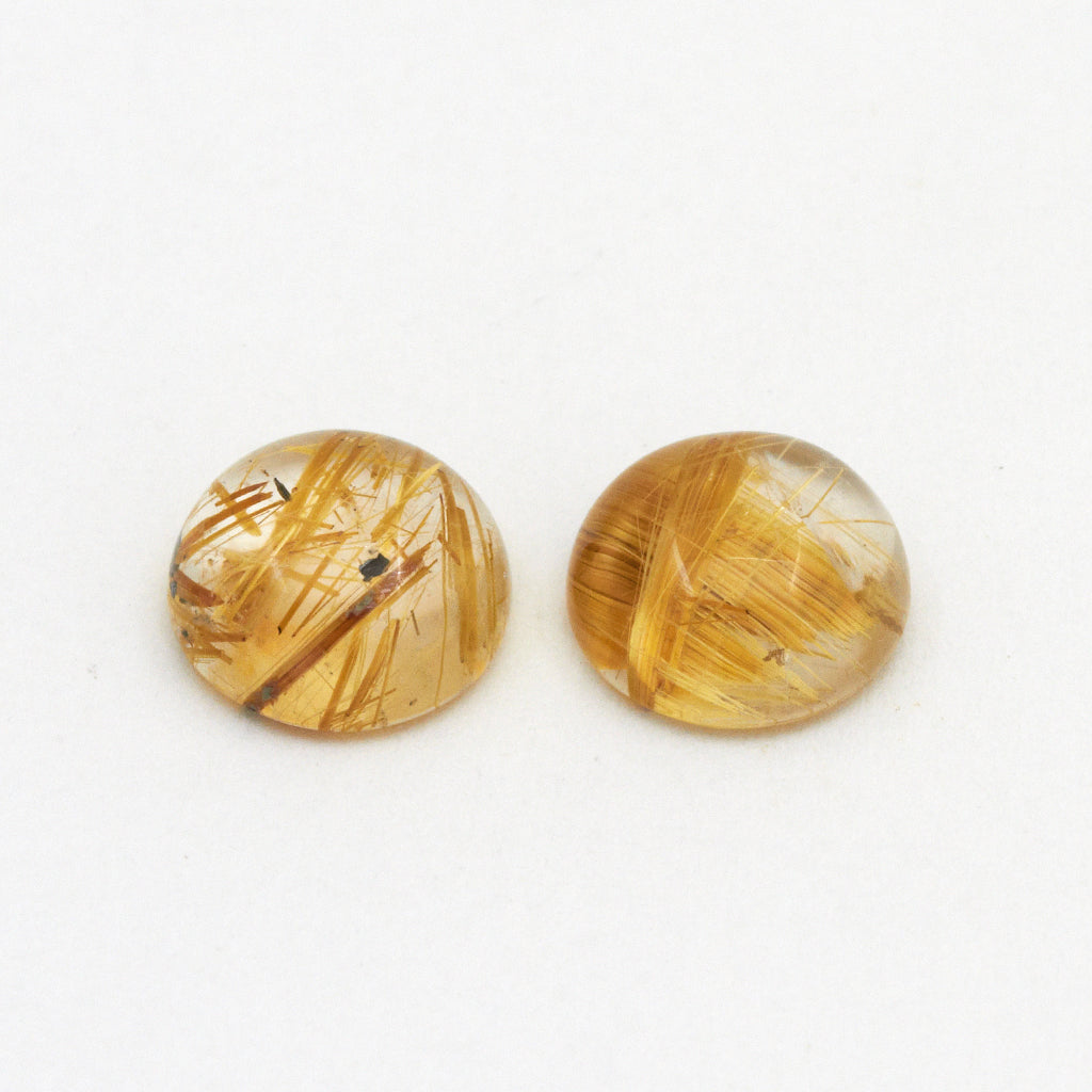6 to 14mm Rutilated Quartz Round Cabs - Heavy Rutile