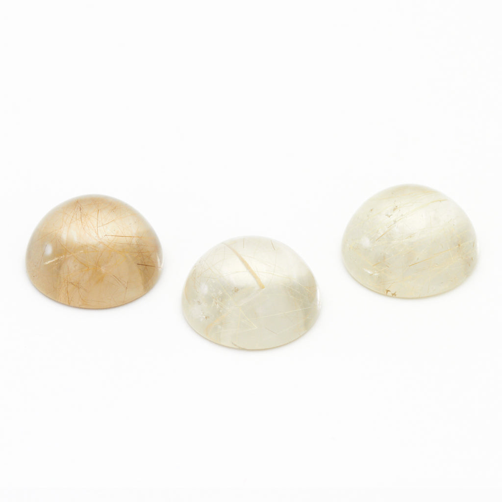 6 to 14mm Rutilated Quartz Round Cabs - Light Rutile