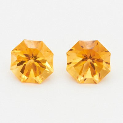 Matched Pair of 10mm Yellow Citrine Concave Octagons