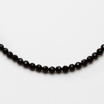 73.54ct Faceted Round Black Spinel Bead Strand