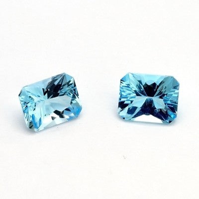 10x8mm Sky Blue Topaz Concave Emerald Cuts