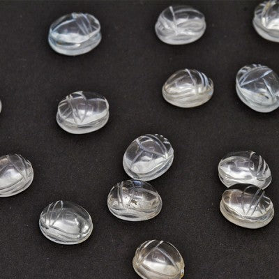 Parcel of Ten 10x8mm White Topaz Carved Scarab Oval Cabs