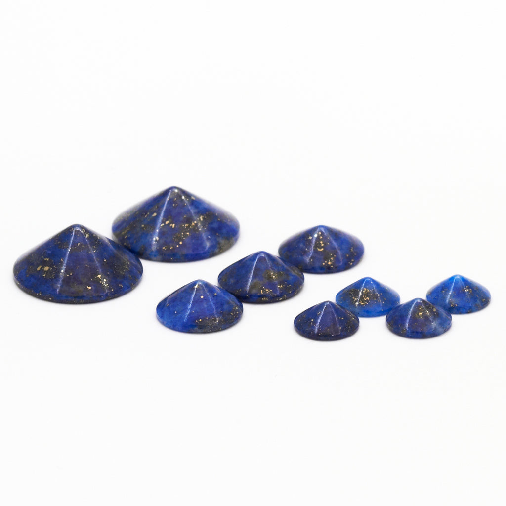 10 to 12mm Chilean Lapis Round Cone Cabs