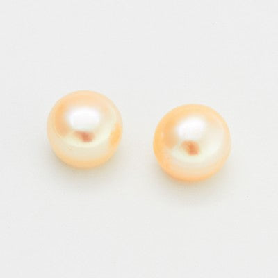 Pair of 9.5mm Button Cinnamon Cultured Pearls