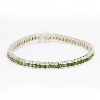 2.5mm Round Green Seafoam Tourmaline® Tennis Bracelet in 14kt White Gold
