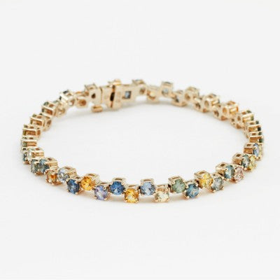 Multi-Color Montana Sapphire Bracelet in 14kt Yellow Gold