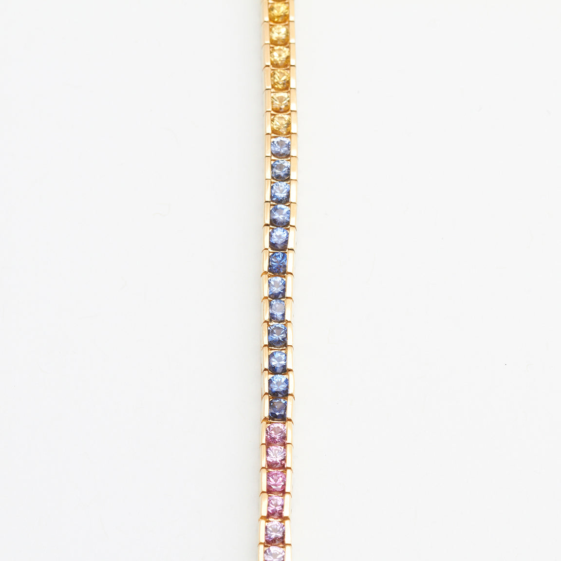 2.5mm Round Rainbow Sapphire Bracelet in 14kt Yellow Gold