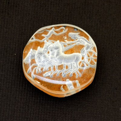 20mm Round White Quartz Roman Coin Carving