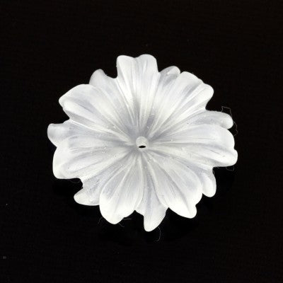Full-Drill Small Flower Carving in Frosted White Quartz