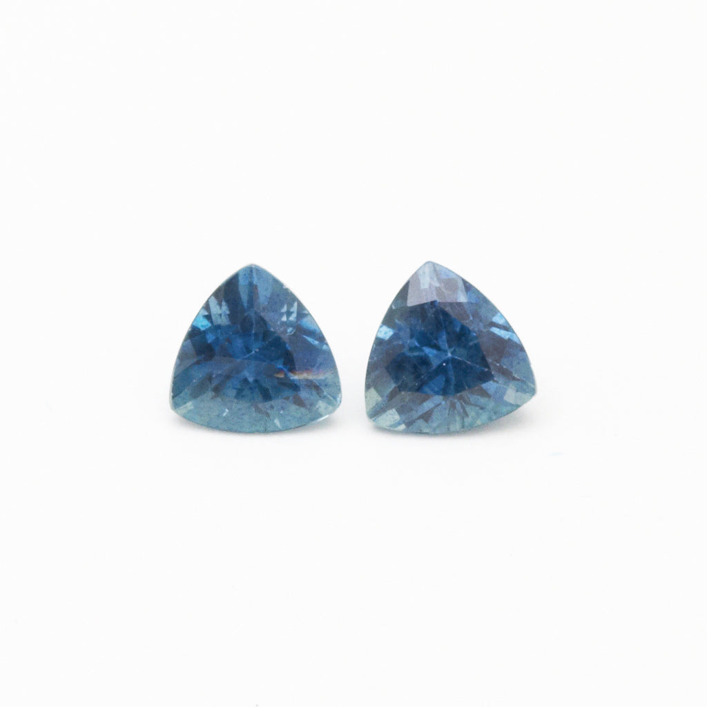1.23ct Matched Pair of 5mm Blue Mulanje Sapphire Trillions