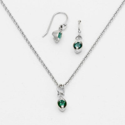 3.5mm Round Green Tourmaline 14k white gold Suite