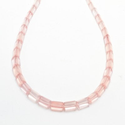Brazilian Rose Quartz Graduated Triangle Tube Beads